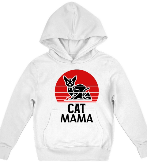 Retro Cat Mama Vintage Eighties Style Distressed Kids Hoodie