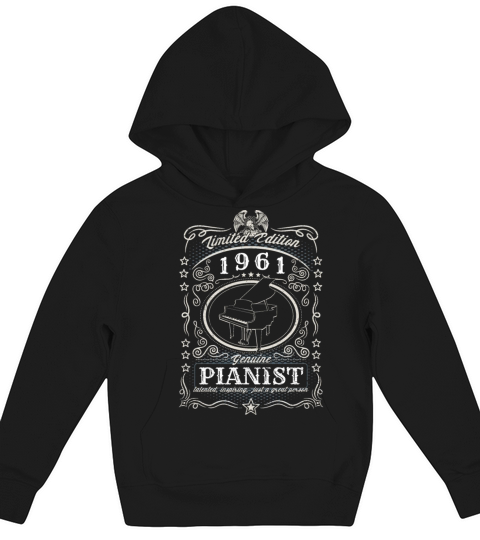Vintage 1961 Pianist Birthday Gift Piano Player Kids Hoodie