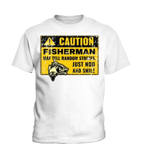 Caution fisherman may tell random stories Kids T-Shirt
