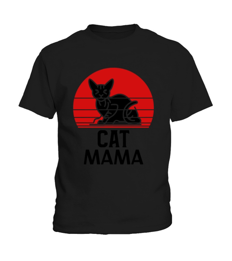 Retro Cat Mama Vintage Eighties Style Distressed Kids T-Shirt