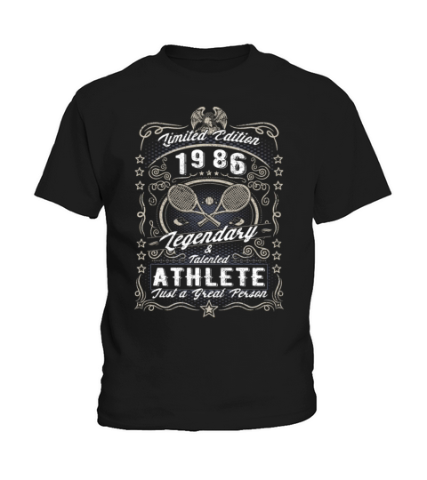 Vintage 1986 Tennis Birthday Gift Sport Hobby Kids T-Shirt