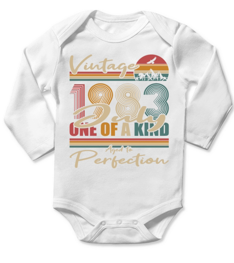 40th birthday july 1983 vintage 1983 Long Sleeve Baby One-Piece