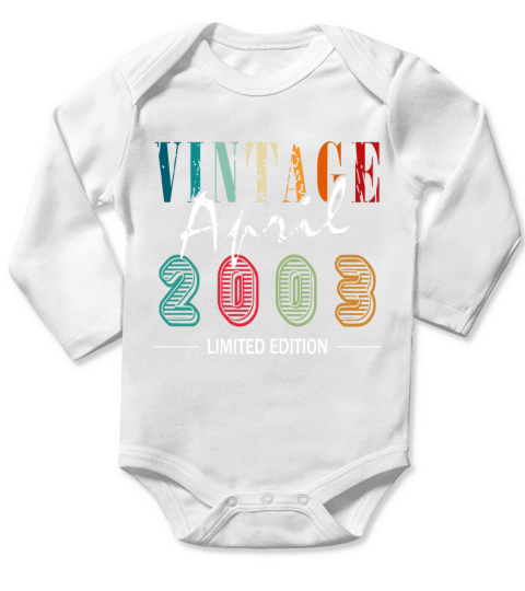 April vintage 2003 born vintage birthday Long Sleeve Baby One-Piece
