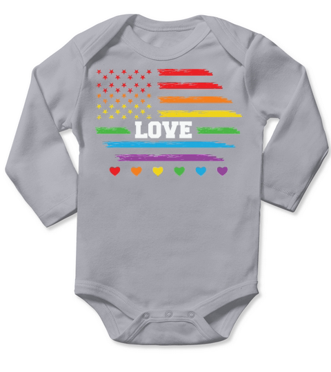 LOVE Rainbow American Flag LGBTQ Long Sleeve Baby One-Piece