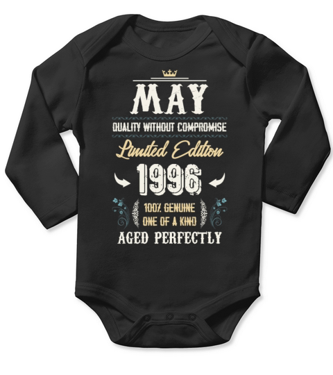May 1996 Vintage Birthday Present Long Sleeve Baby One-Piece