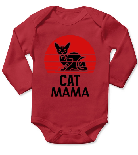Retro Cat Mama Vintage Eighties Style Distressed Long Sleeve Baby One-Piece