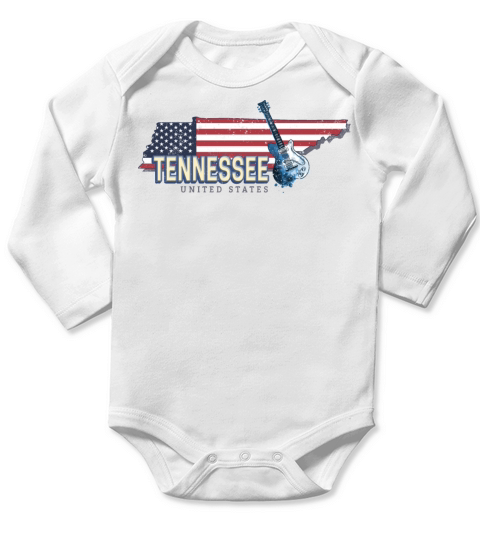Tennessee United States Retro Map Vintage USA Long Sleeve Baby One-Piece
