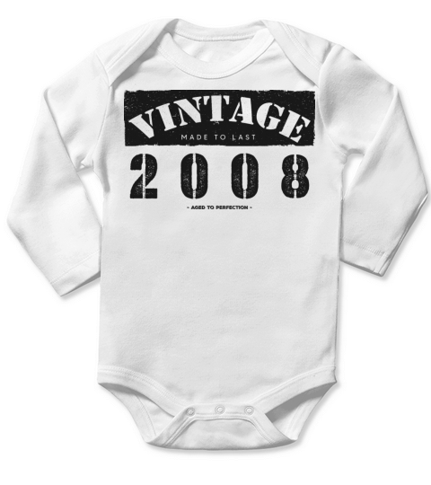 Vintage Classic 2008 15th Birthday - 15 Years Old Long Sleeve Baby One-Piece