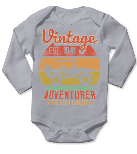 Vintage Retro Jeep Adventurer Est 1941 Birthday Long Sleeve Baby One-Piece