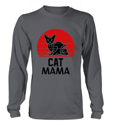 Retro Cat Mama Vintage Eighties Style Distressed Long sleeved Unisex