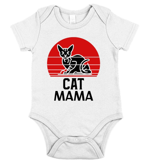 Retro Cat Mama Vintage Eighties Style Distressed Short Sleeve Baby One-Piece