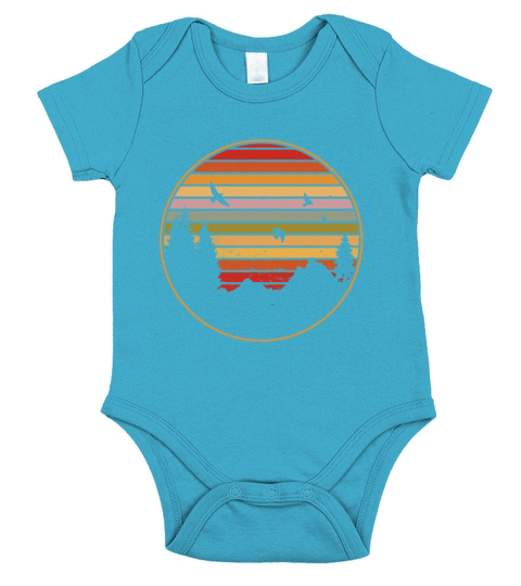 Retro sunset over the forest Short Sleeve Baby One-Piece