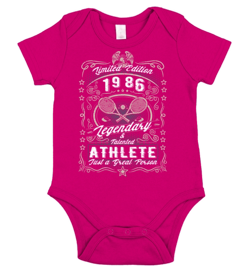 Vintage 1986 Tennis Birthday Gift Sport Hobby Short Sleeve Baby One-Piece