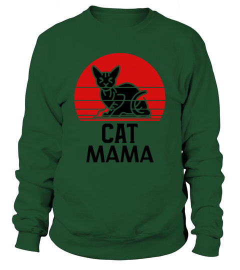 Retro Cat Mama Vintage Eighties Style Distressed Sweatshirt Unisex