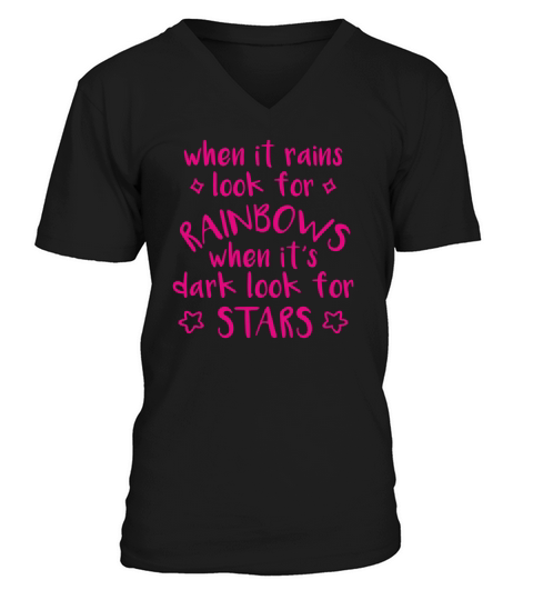 Look for Rainbows Quote - Stars - Night V-Neck T-shirt
