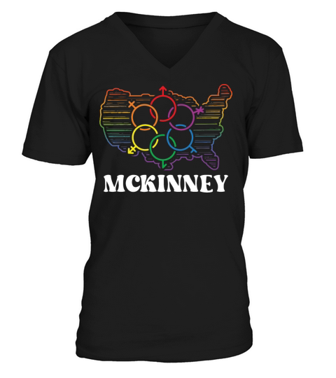 McKinney Pride Month Pride Flag LGBT Community LGB V-Neck T-shirt