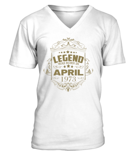 Vintage 73rd birthday design birth month April V-Neck T-shirt