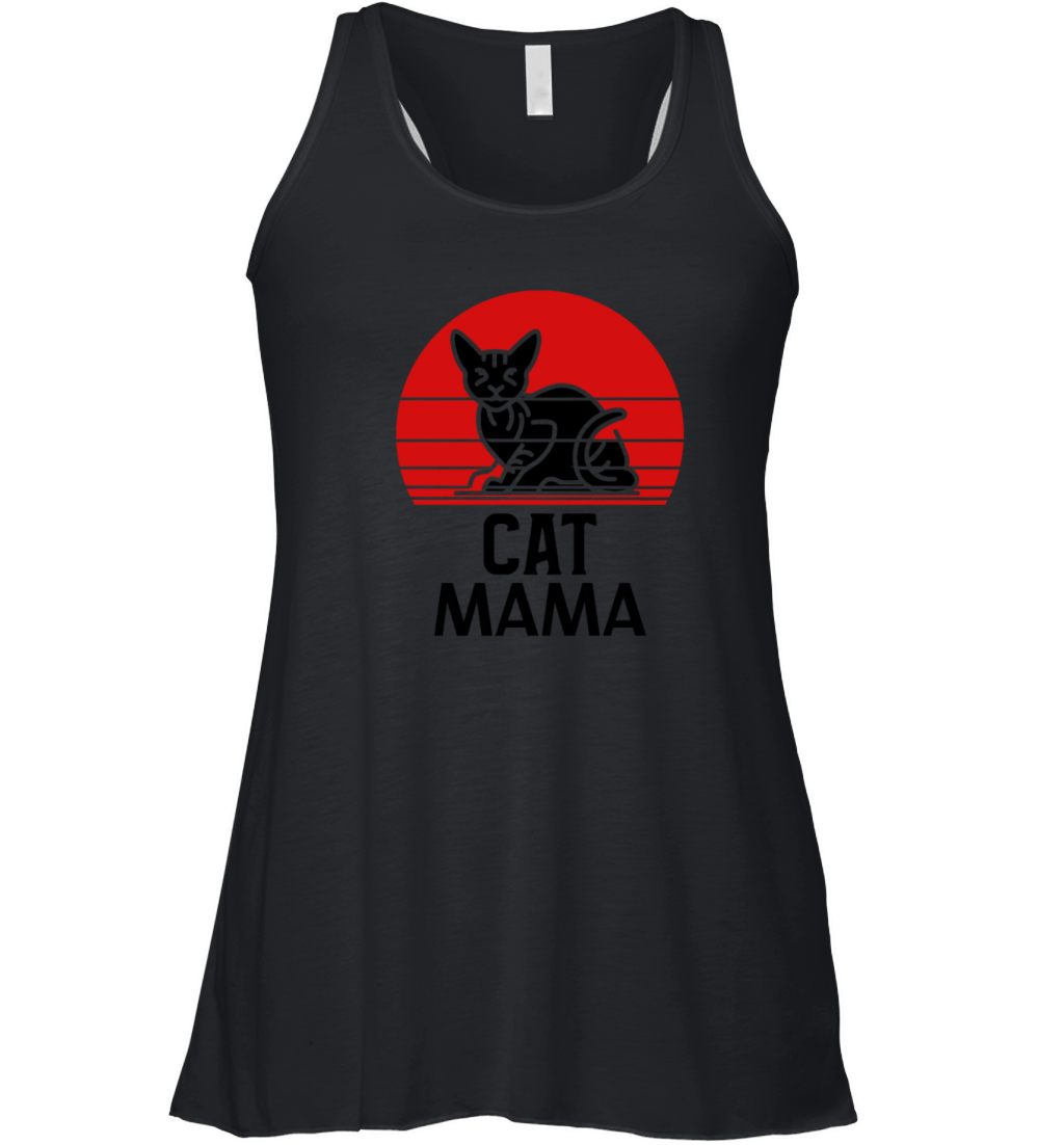 Retro Cat Mama Vintage Eighties Style Distressed Women's Flowy Tank Top