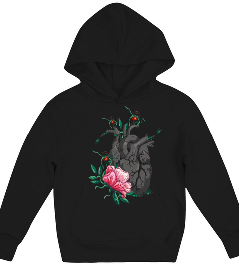Anatomical Heart And Flowers Kids Hoodie