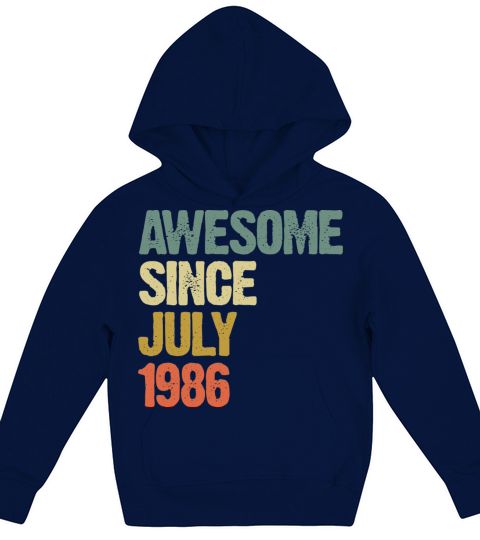 Distressed Vintage Awesome Since July 1986 Kids Hoodie