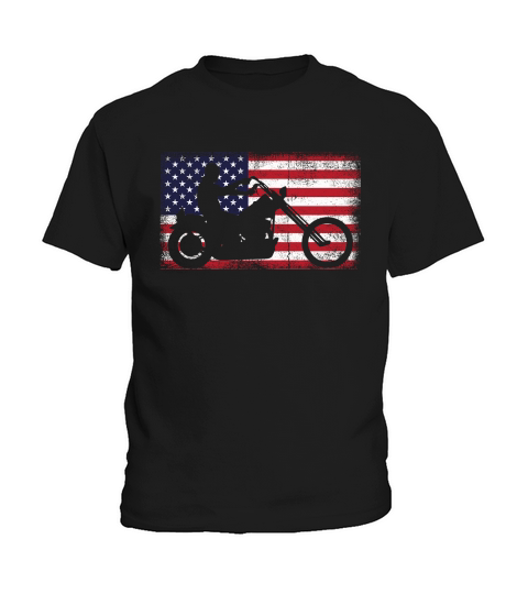 American Flag Biker Motorcycle America Motorbike Kids T-Shirt