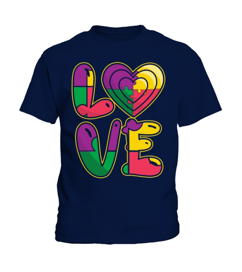Support Love Puzzle Colorful Autism Awareness Kids T-Shirt