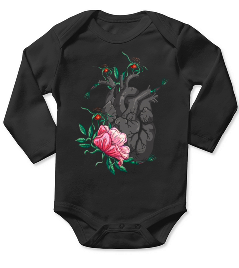 Anatomical Heart And Flowers Long Sleeve Baby One-Piece