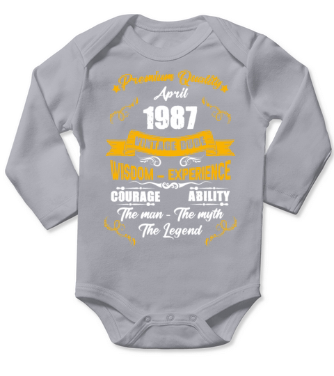 April 1987 Vintage Birthday Present Long Sleeve Baby One-Piece
