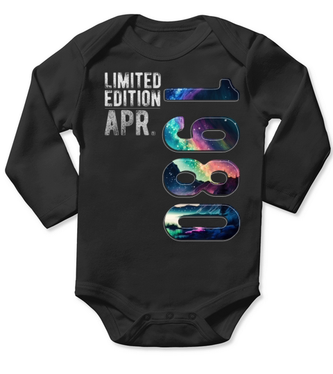 Limited Edition 1980 April Birthday Polar Lights Long Sleeve Baby One-Piece