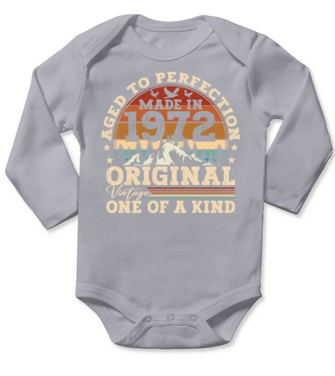 Original 1972 Vintage Vintage Birthday Retro Long Sleeve Baby One-Piece
