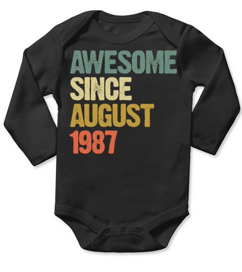 Retro Vintage Awesome Since August 1987 Gift Long Sleeve Baby One-Piece