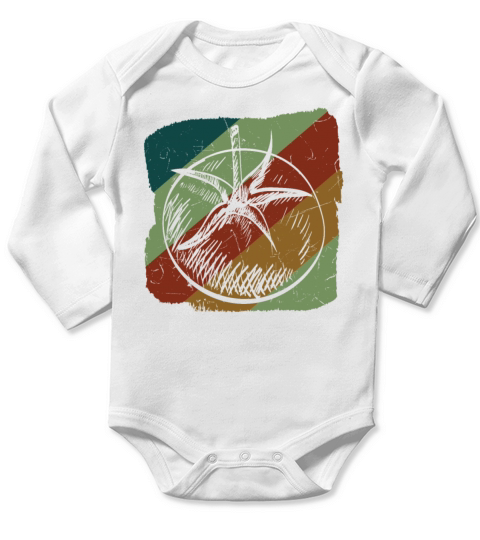 Vintage Tomato Distressed Sketch Long Sleeve Baby One-Piece