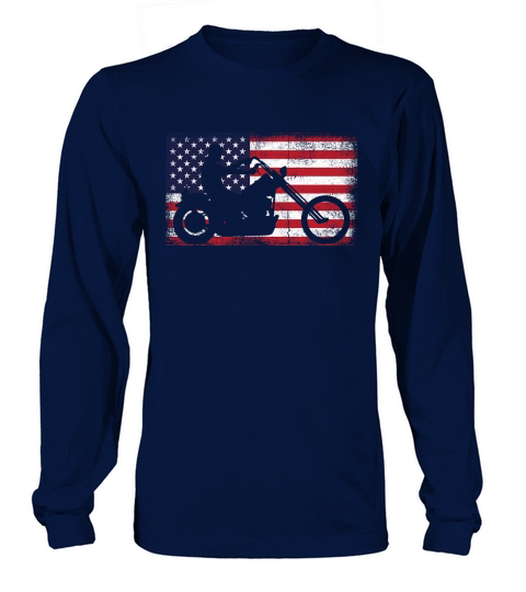 American Flag Biker Motorcycle America Motorbike Long sleeved Unisex