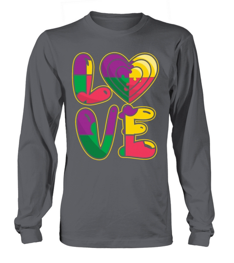 Support Love Puzzle Colorful Autism Awareness Long sleeved Unisex