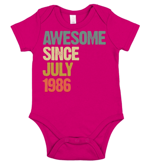 Distressed Vintage Awesome Since July 1986 Short Sleeve Baby One-Piece
