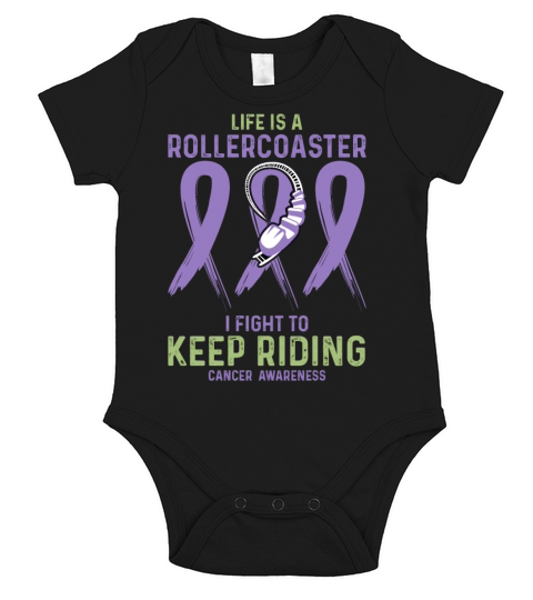 Lavender Ribbon Fighter Cancer Awareness Short Sleeve Baby One-Piece