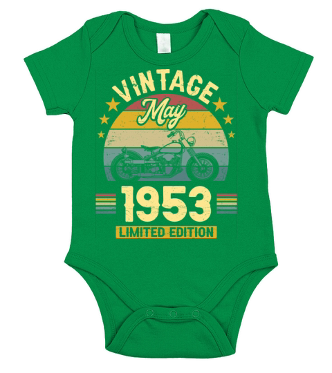 May 1953 70 Years Old Vintage 70th Birthday Short Sleeve Baby One-Piece