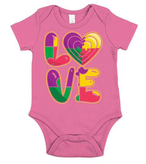 Support Love Puzzle Colorful Autism Awareness Short Sleeve Baby One-Piece