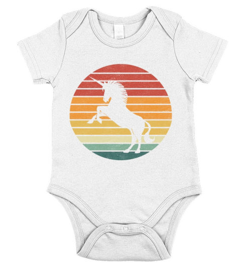 Unicorn Lover - Vintage Retro Sunset Unicorn Short Sleeve Baby One-Piece