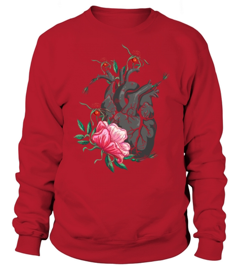 Anatomical Heart And Flowers Sweatshirt Unisex