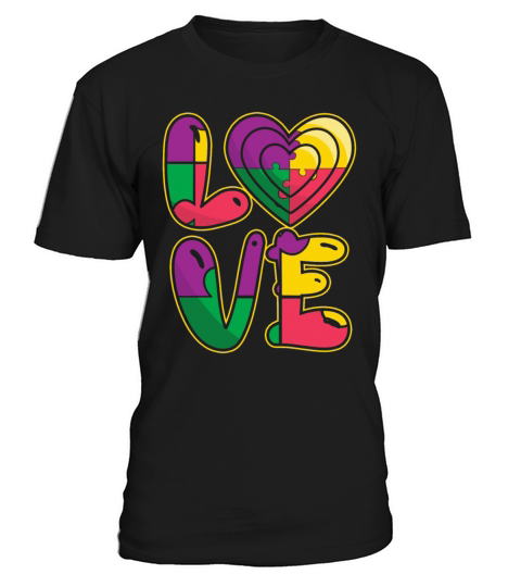 Support Love Puzzle Colorful Autism Awareness T-Shirt Unisex