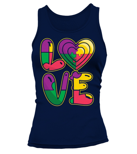 Support Love Puzzle Colorful Autism Awareness Tank top Woman