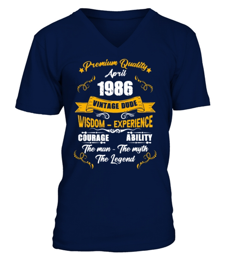 April 1986 Vintage Birthday Present V-Neck T-shirt