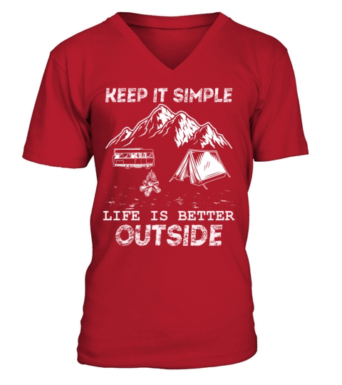 Camping Camper Keep it Simple Vintage V-Neck T-shirt