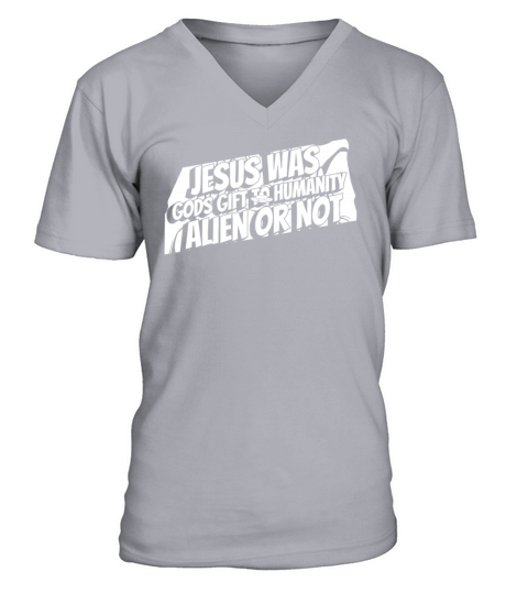Christian Christianity Humor Alien Jesus V-Neck T-shirt