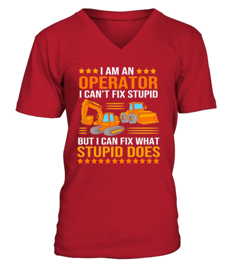 Heavy Equipment Bulldozer Excavator Funny Operator V-Neck T-shirt