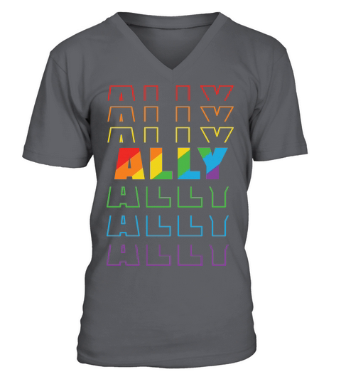 Rainbow Color ALLY LGBT V-Neck T-shirt