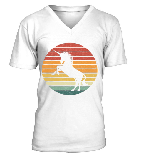 Unicorn Lover - Vintage Retro Sunset Unicorn V-Neck T-shirt
