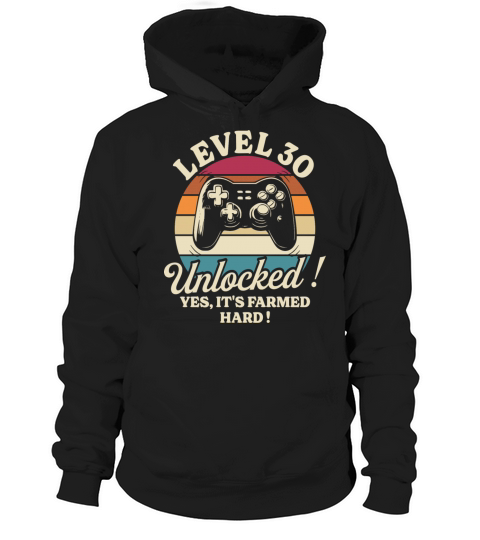 Geek Level 30 Unlocked 30th Birthday Gamer Hoodie Unisex