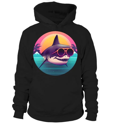 Vintage 80s 90s Style for Shark Lovers Hoodie Unisex
